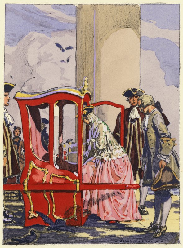 Illustration till Casanovas memoarer (färglitografi) av Jules Marie Auguste Leroux