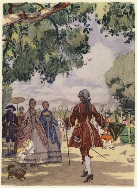 Illustration till Casanovas memoarer (färglitografi) av Jules Marie Auguste Leroux