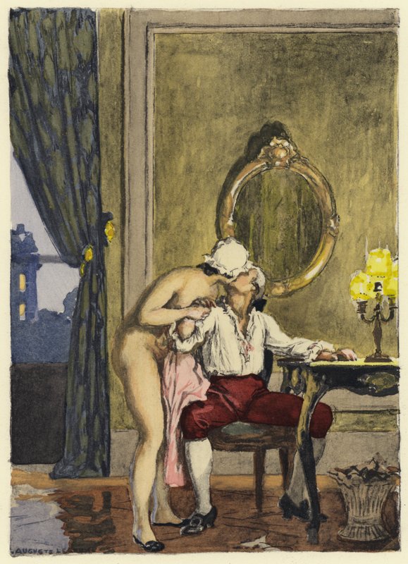 Illustration till Casanovas memoarer (färglitografi) av Jules Marie Auguste Leroux