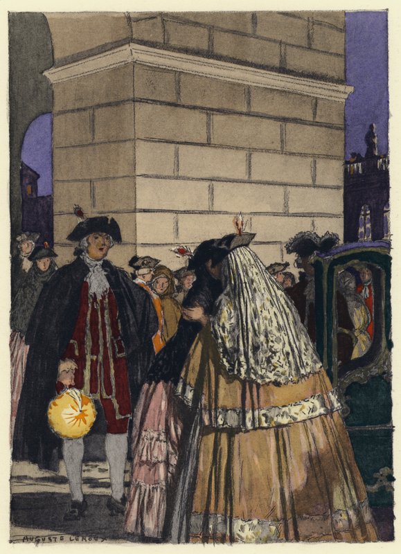 Illustration till Casanovas memoarer (färglitografi) av Jules Marie Auguste Leroux