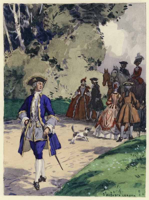 Illustration till Casanovas memoarer (färglitografi) av Jules Marie Auguste Leroux