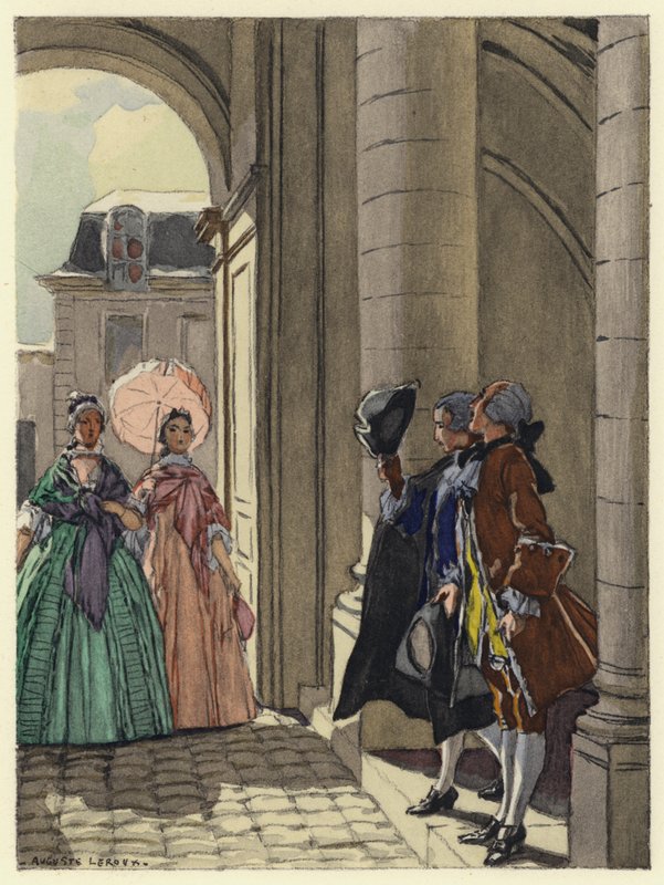 Illustration till Casanovas memoarer (färglitografi) av Jules Marie Auguste Leroux