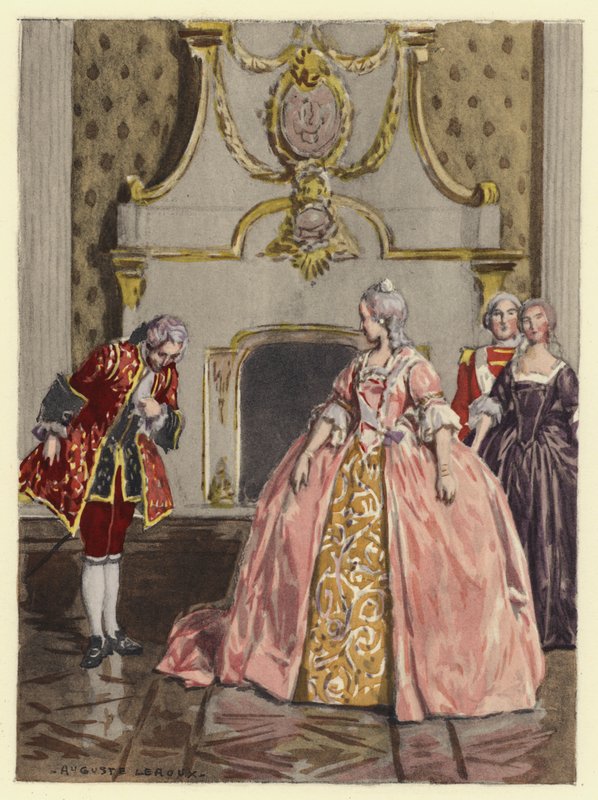 Illustration till Casanovas memoarer (färglitografi) av Jules Marie Auguste Leroux