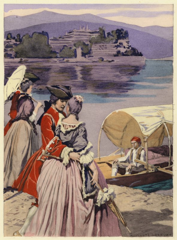 Illustration till Casanovas memoarer (färglitografi) av Jules Marie Auguste Leroux