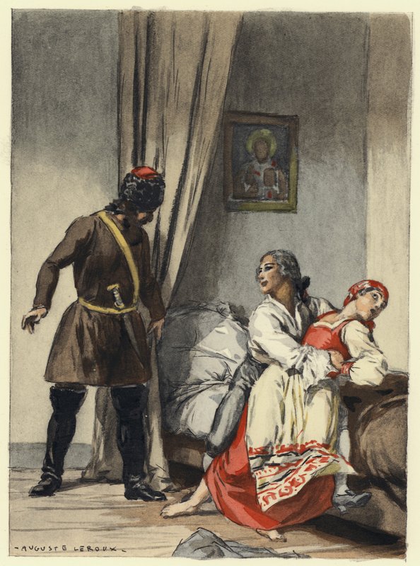 Illustration till Casanovas memoarer (färglitografi) av Jules Marie Auguste Leroux