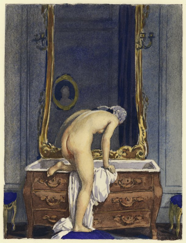 Illustration till Casanovas memoarer (färglitografi) av Jules Marie Auguste Leroux
