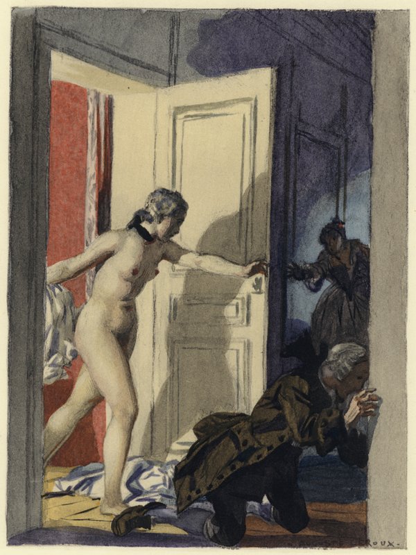 Illustration till Casanovas memoarer (färglitografi) av Jules Marie Auguste Leroux