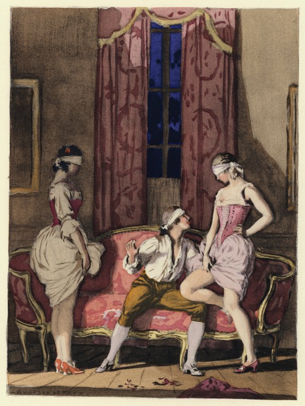Illustration till Casanovas memoarer (färglitografi) av Jules Marie Auguste Leroux