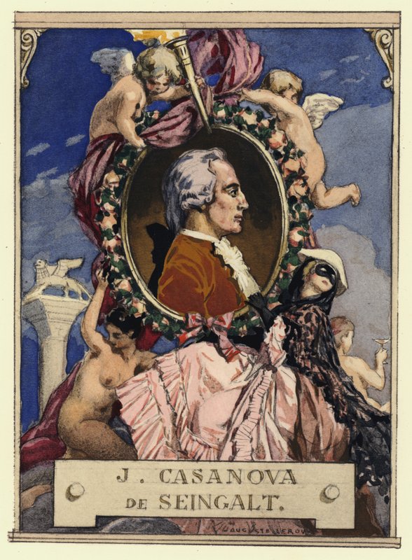 Porträtt av Casanova (färglitografi) av Jules Marie Auguste Leroux