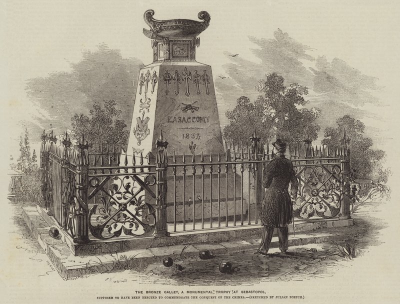 Bronsgalären, en monumental trofé vid Sebastopol (gravyr) av Julian Portch