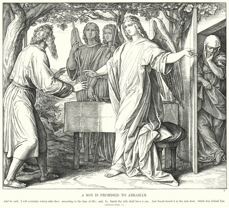 En son utlovas till Abraham (gravyr) av Julius (after) Schnorr von Carolsfeld