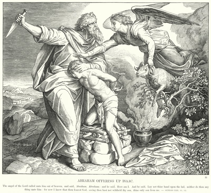 Abraham offrar Isak (gravyr) av Julius (after) Schnorr von Carolsfeld