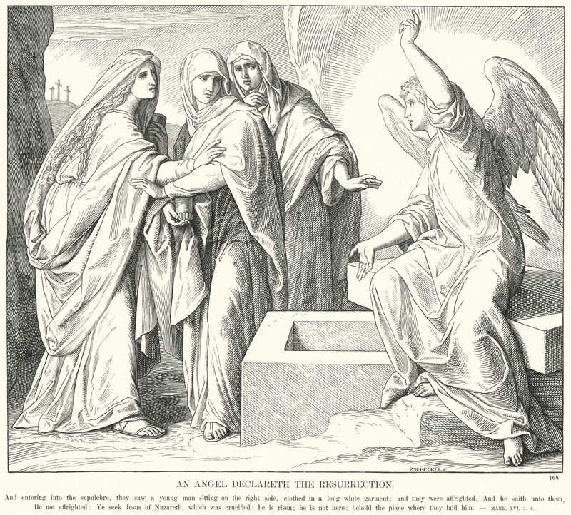 En ängel förkunnar uppståndelsen (gravyr) av Julius (after) Schnorr von Carolsfeld