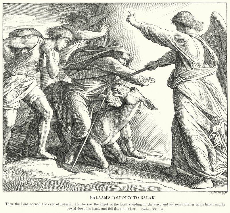Bileams resa till Balak (gravyr) av Julius (after) Schnorr von Carolsfeld