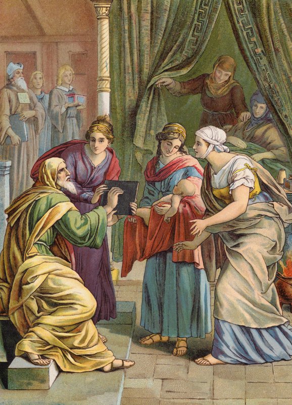 Johannes döparens födelse (färglitografi) av Julius (after) Schnorr von Carolsfeld