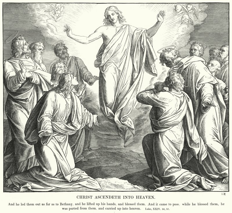 Kristus stiger upp till himlen (gravyr) av Julius (after) Schnorr von Carolsfeld