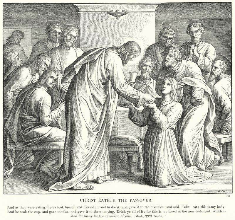 Kristus äter påsken (gravyr) av Julius (after) Schnorr von Carolsfeld