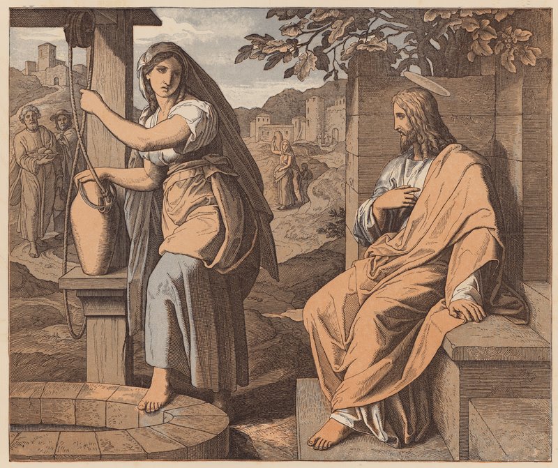 Kristus och kvinnan från Samaria, St John, IV av Julius (after) Schnorr von Carolsfeld