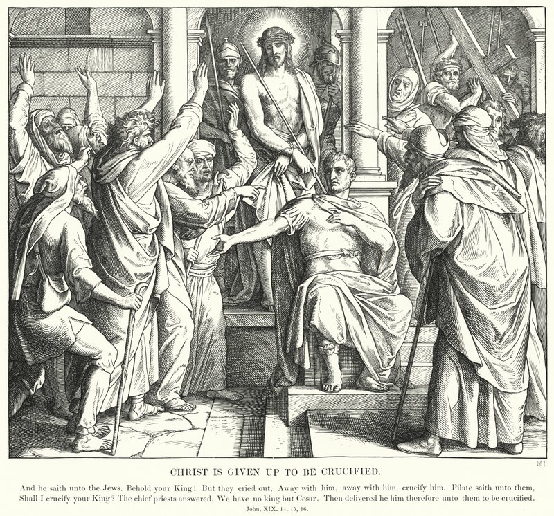 Kristus är uppgiven för att bli korsfäst (gravyr) av Julius (after) Schnorr von Carolsfeld