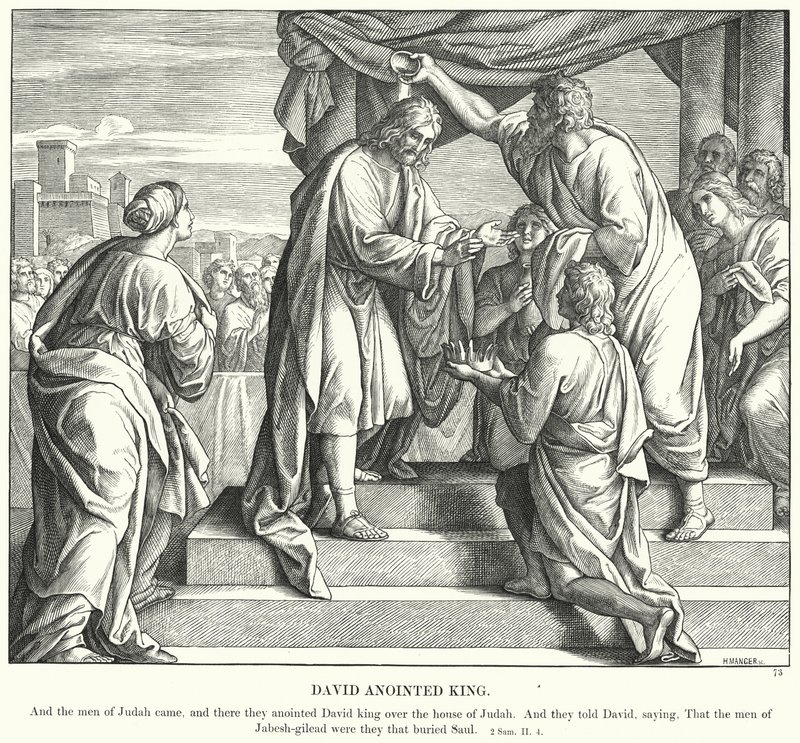 David Ointed King (gravyr) av Julius (after) Schnorr von Carolsfeld