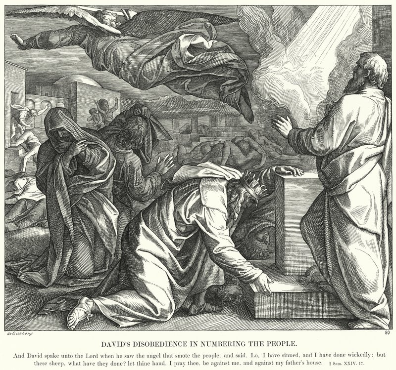 Davids olydnad när det gäller att numrera folket (gravyr) av Julius (after) Schnorr von Carolsfeld