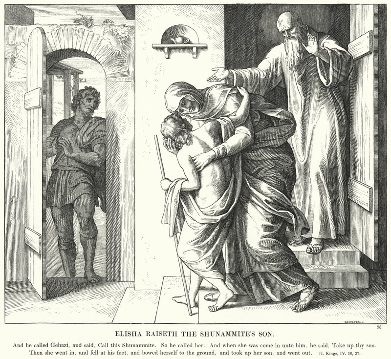 Elisa reser Sunemmitens Son (gravyr) av Julius (after) Schnorr von Carolsfeld