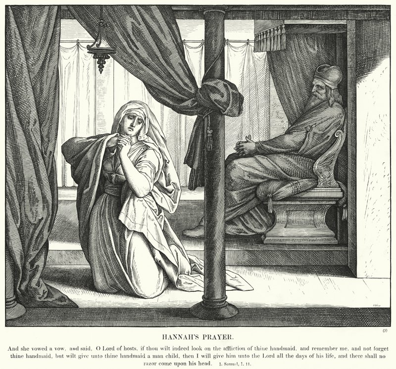 Hannas bön (gravyr) av Julius (after) Schnorr von Carolsfeld