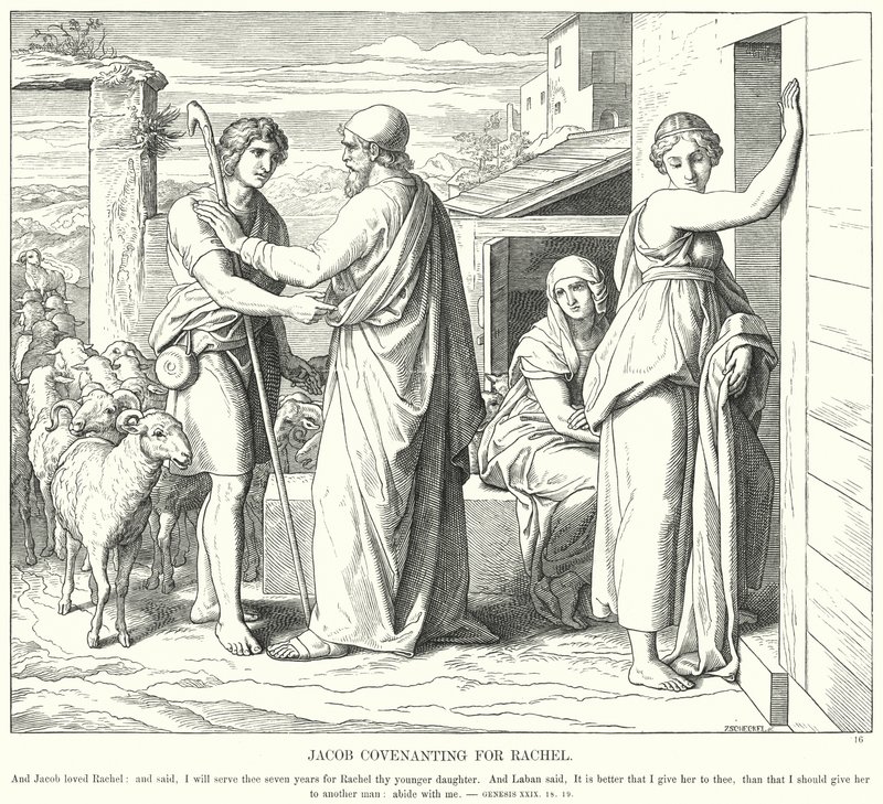 Jacob Covenanting for Rachel (gravyr) av Julius (after) Schnorr von Carolsfeld