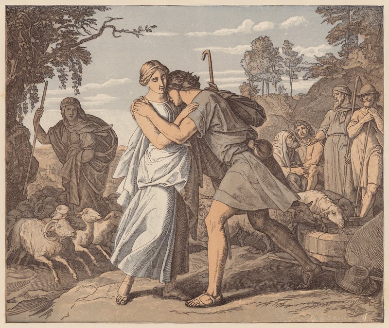 Jakob och Rakel vid brunnen, Första Moseboken, XXIX av Julius (after) Schnorr von Carolsfeld