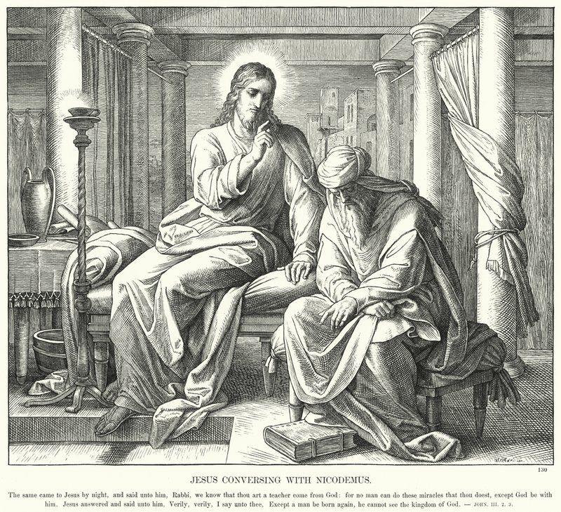 Jesus samtalar med Nikodemus (gravyr) av Julius (after) Schnorr von Carolsfeld