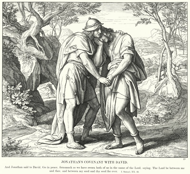 Jonathans förbund med David (gravyr) av Julius (after) Schnorr von Carolsfeld