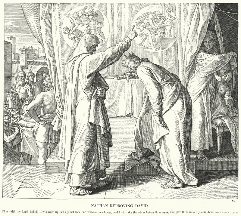 Nathan Reproving David (gravyr) av Julius (after) Schnorr von Carolsfeld