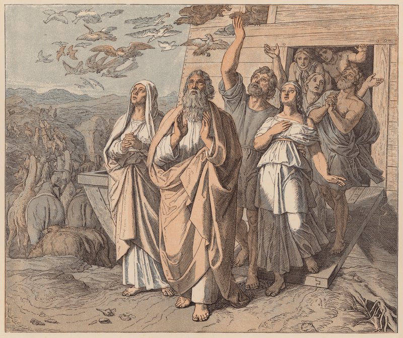 Noa och hans familj lämnar arken, Första Moseboken, VIII av Julius (after) Schnorr von Carolsfeld