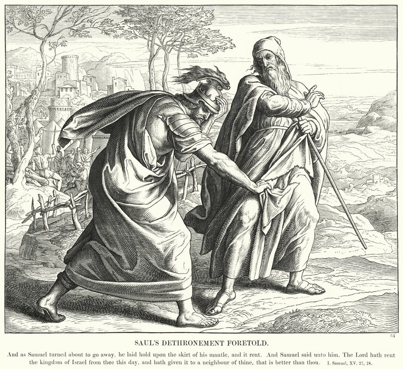 Sauls detronisering förutsagt (gravyr) av Julius (after) Schnorr von Carolsfeld