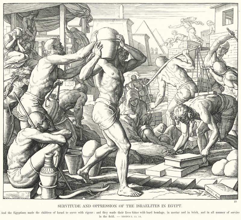 Servitud och förtryck av israeliterna i Egypten (gravyr) av Julius (after) Schnorr von Carolsfeld