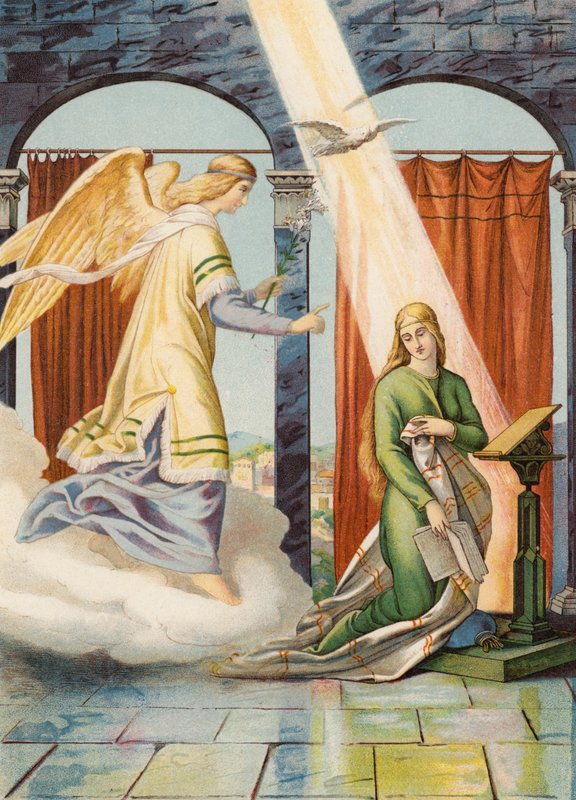 Bebådelsen (färglitografi) av Julius (after) Schnorr von Carolsfeld