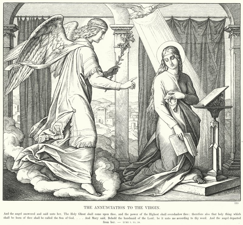 Bebådelsen till Jungfrun (gravyr) av Julius (after) Schnorr von Carolsfeld