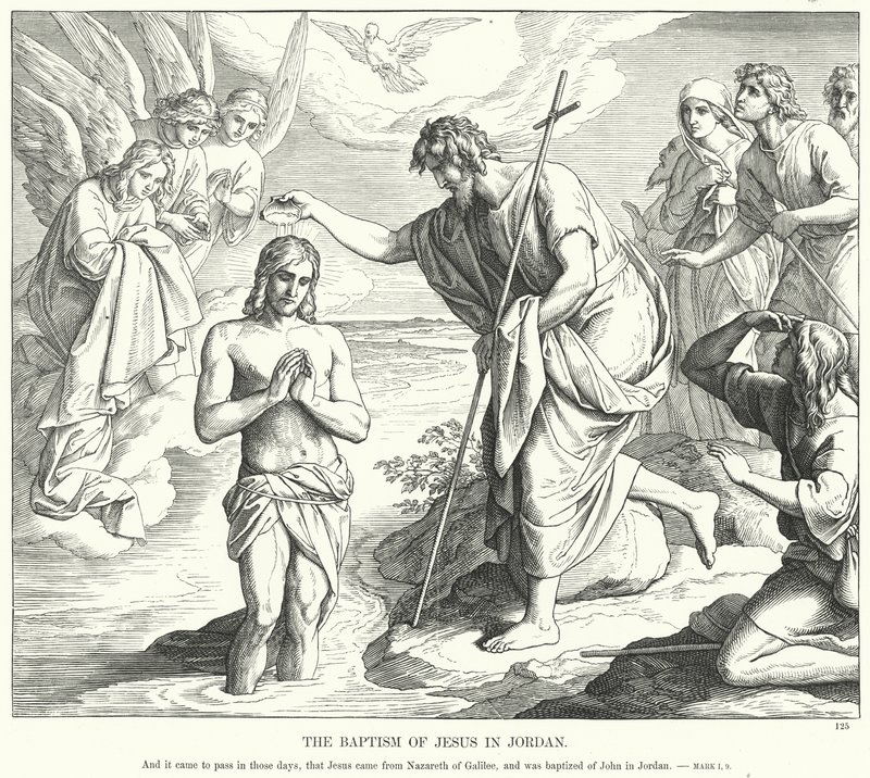 Jesu dop i Jordanien (gravyr) av Julius (after) Schnorr von Carolsfeld