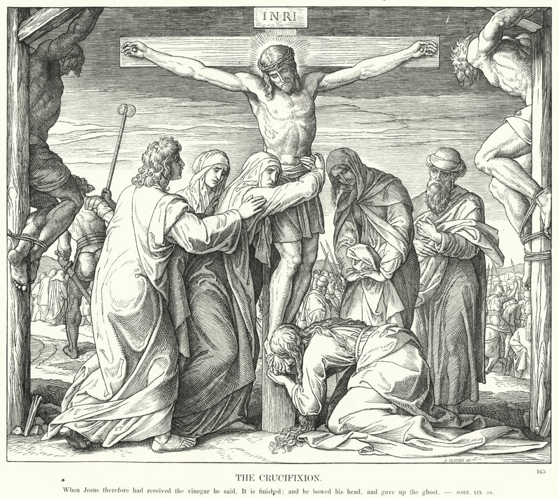 Korsfästelsen (gravyr) av Julius (after) Schnorr von Carolsfeld