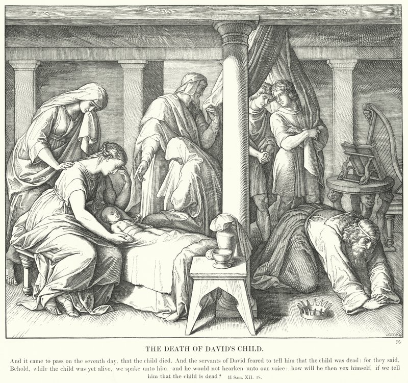 Davids barns död (gravyr) av Julius (after) Schnorr von Carolsfeld