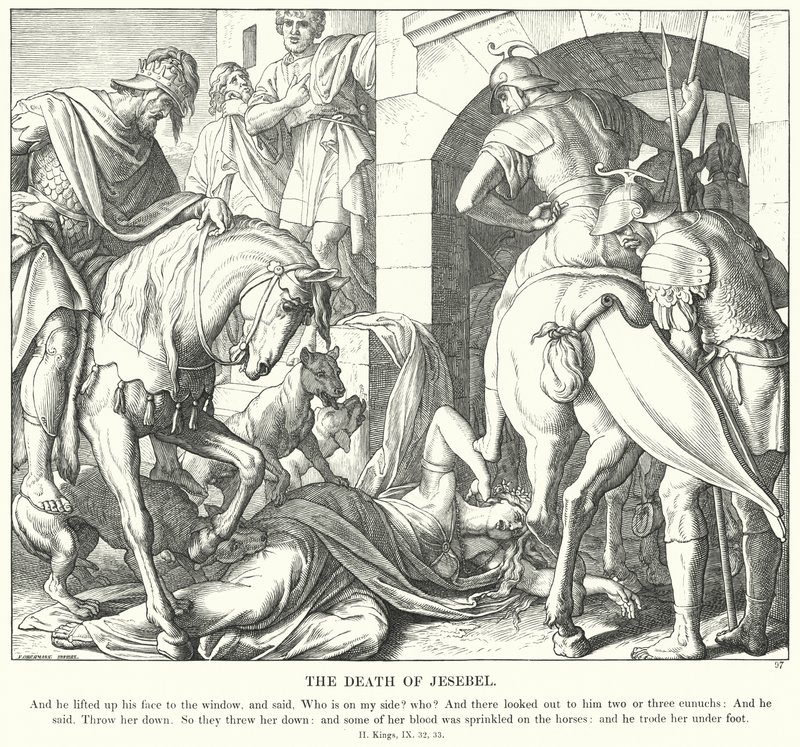 Jesebels död (gravyr) av Julius (after) Schnorr von Carolsfeld