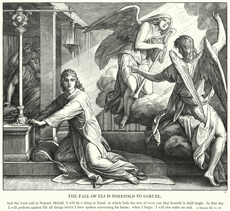 Elis fall är förutsagt för Samuel (gravyr) av Julius (after) Schnorr von Carolsfeld