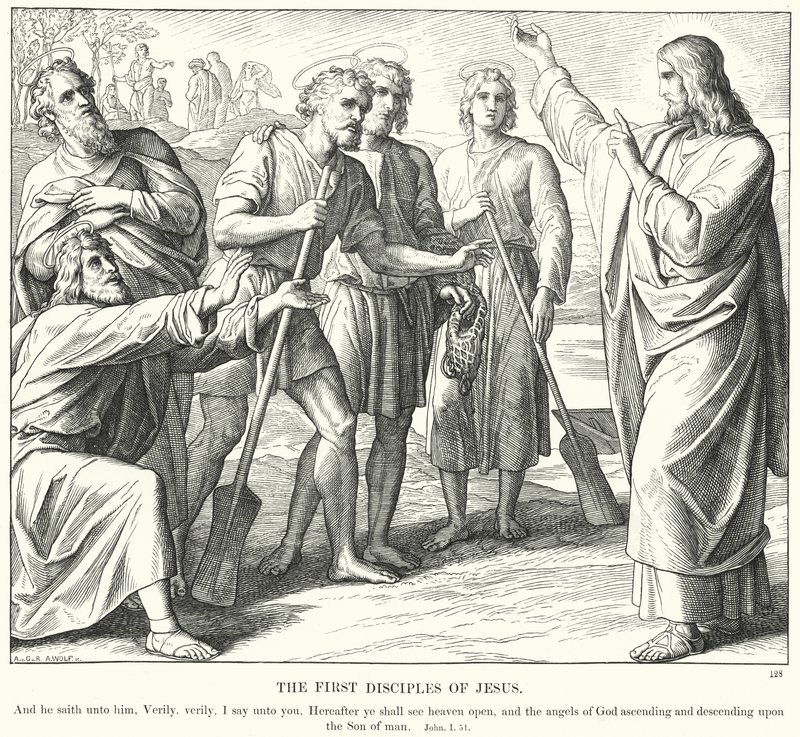 Jesu första lärjungar (gravyr) av Julius (after) Schnorr von Carolsfeld