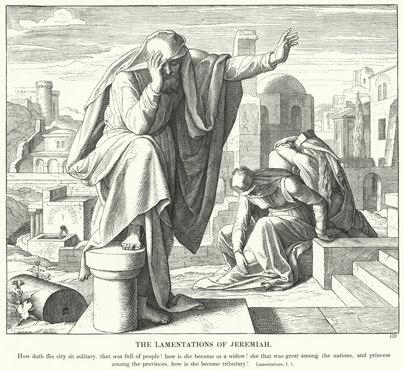 Jeremias klagosånger (gravyr) av Julius (after) Schnorr von Carolsfeld