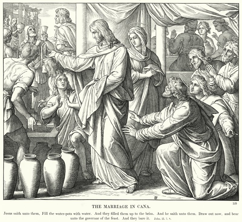 Äktenskapet i Kana (gravyr) av Julius (after) Schnorr von Carolsfeld