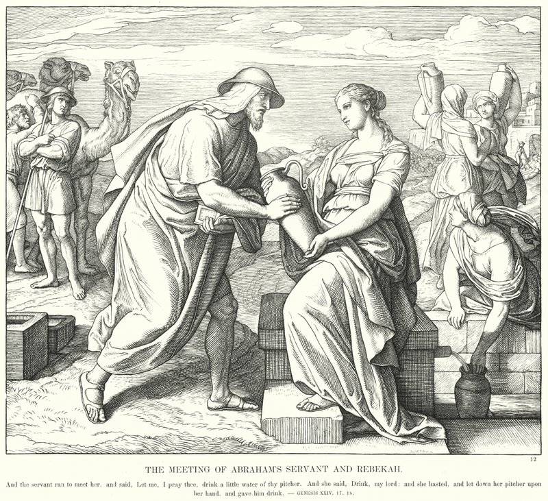 Mötet mellan Abrahams tjänare och Rebecka (gravyr) av Julius (after) Schnorr von Carolsfeld