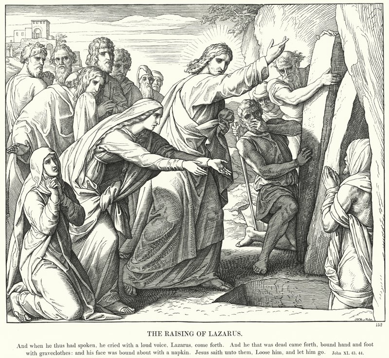 The Raising of Lazarus (gravyr) av Julius (after) Schnorr von Carolsfeld