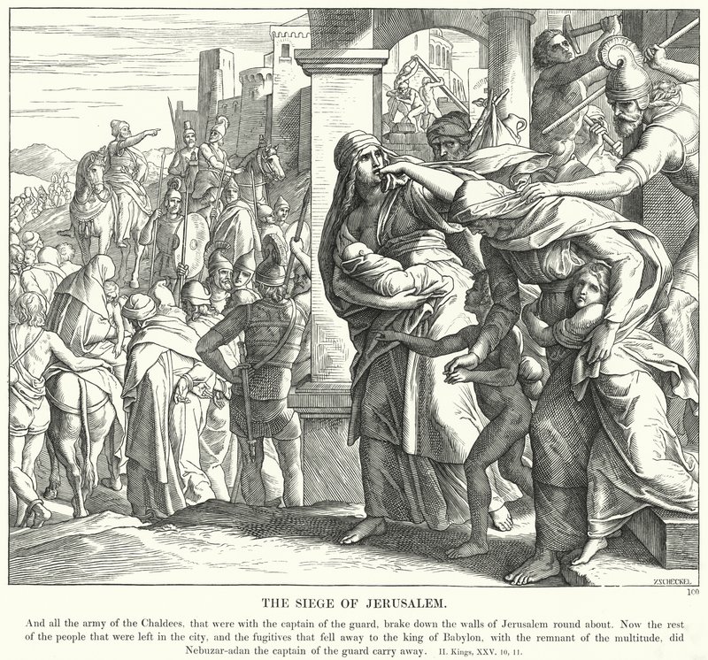 Belägringen av Jerusalem (gravyr) av Julius (after) Schnorr von Carolsfeld
