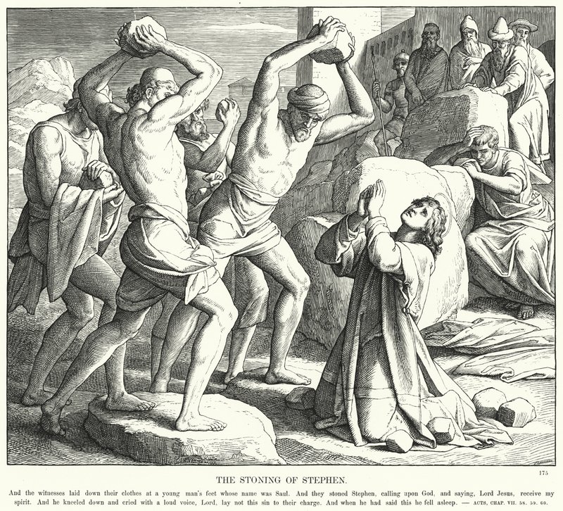 The Stonening of Stephen (gravyr) av Julius (after) Schnorr von Carolsfeld