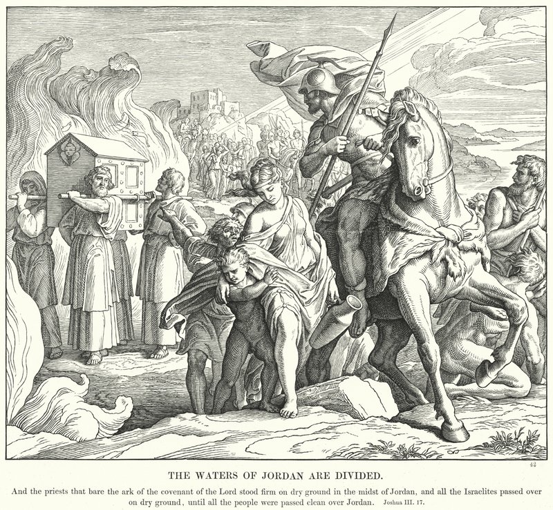 Jordaniens vatten är delat (gravyr) av Julius (after) Schnorr von Carolsfeld